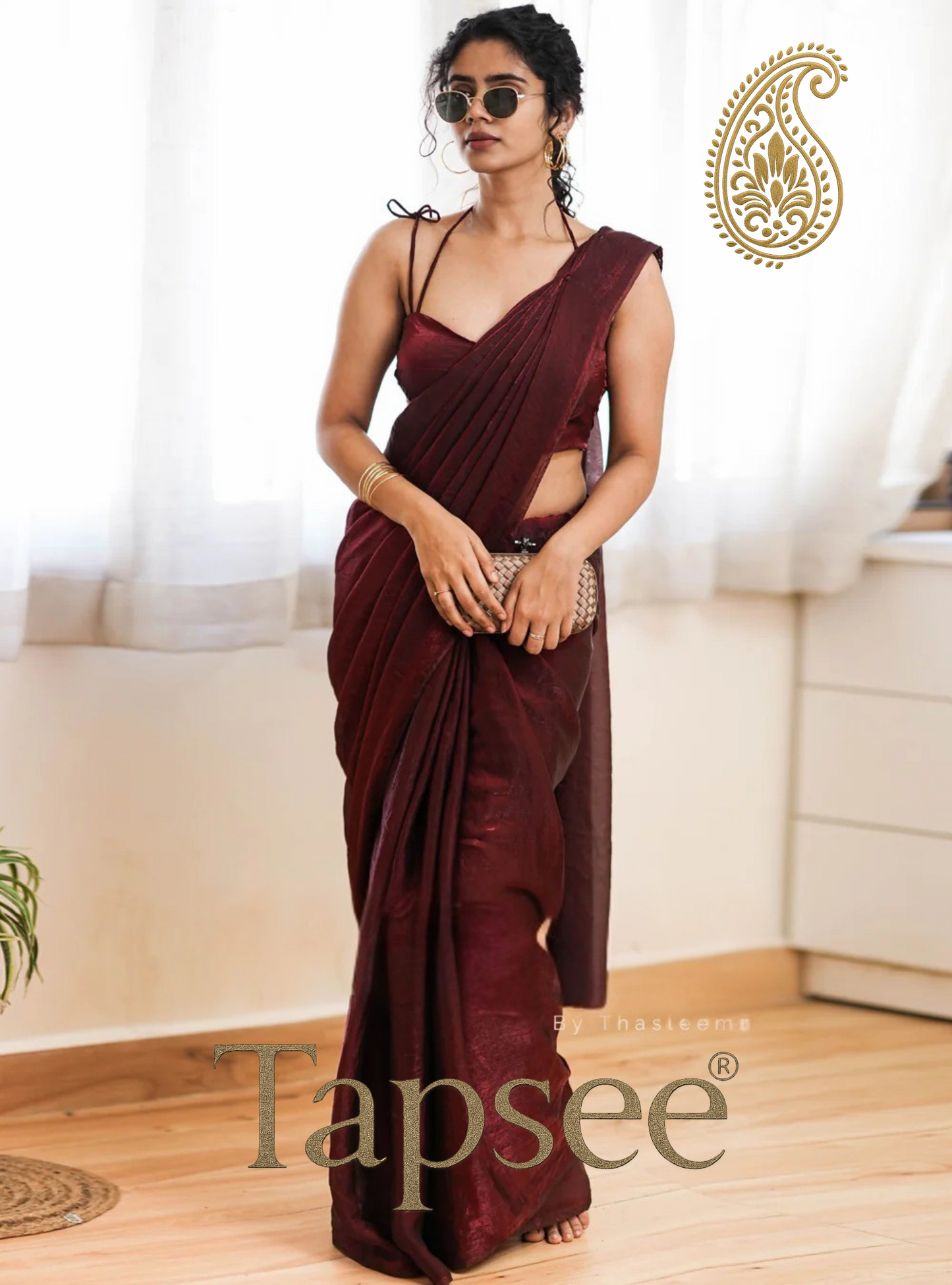 Elegant Maroon Space Silk Saree
