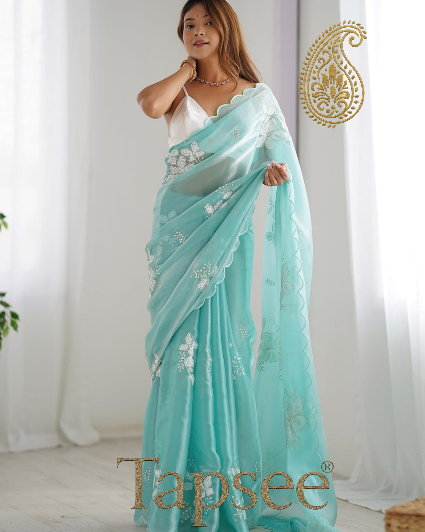 Aqua Mint Jimmy Chho Saree