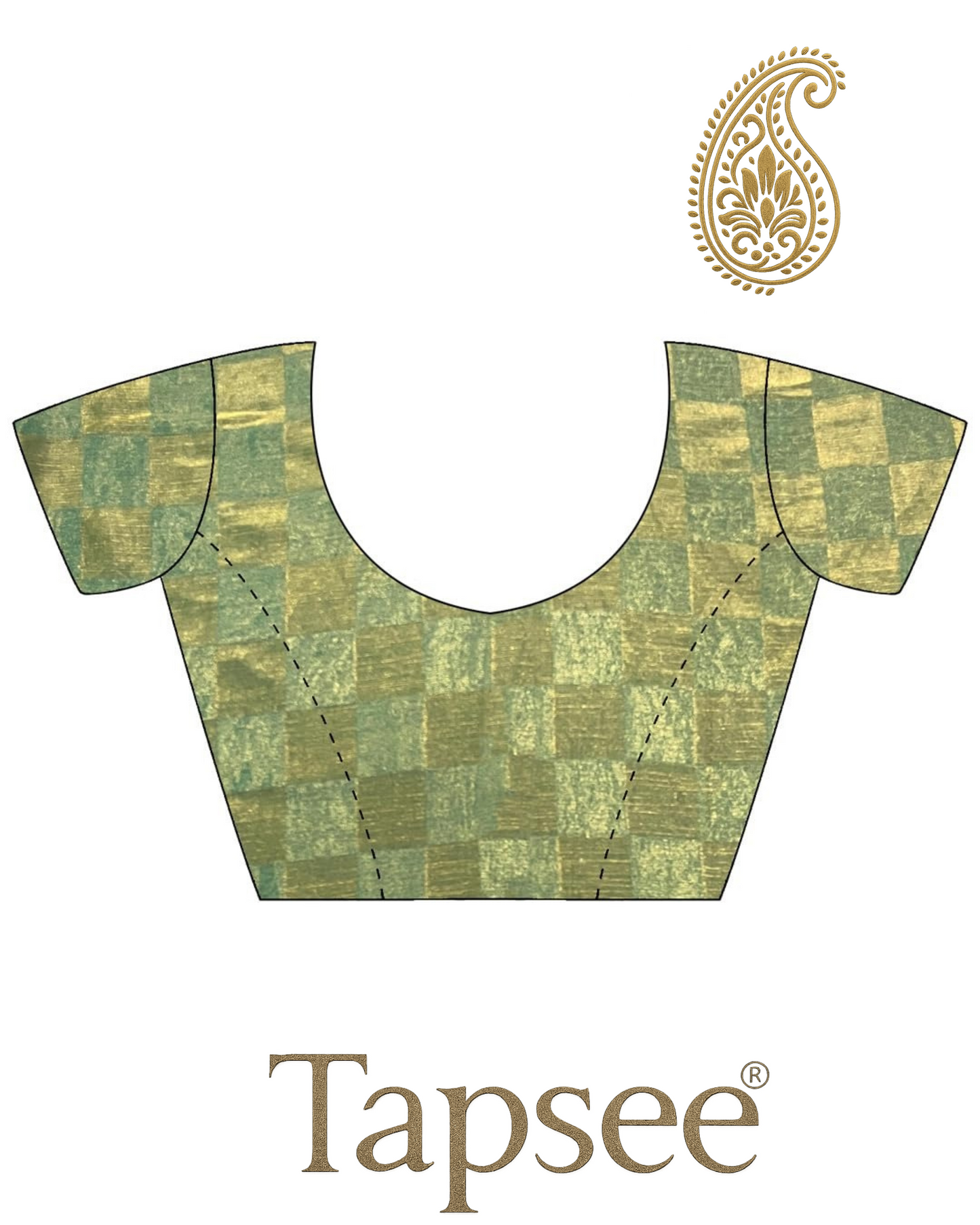 Emerald Gold Checks Jimmy Chho Embosh Saree