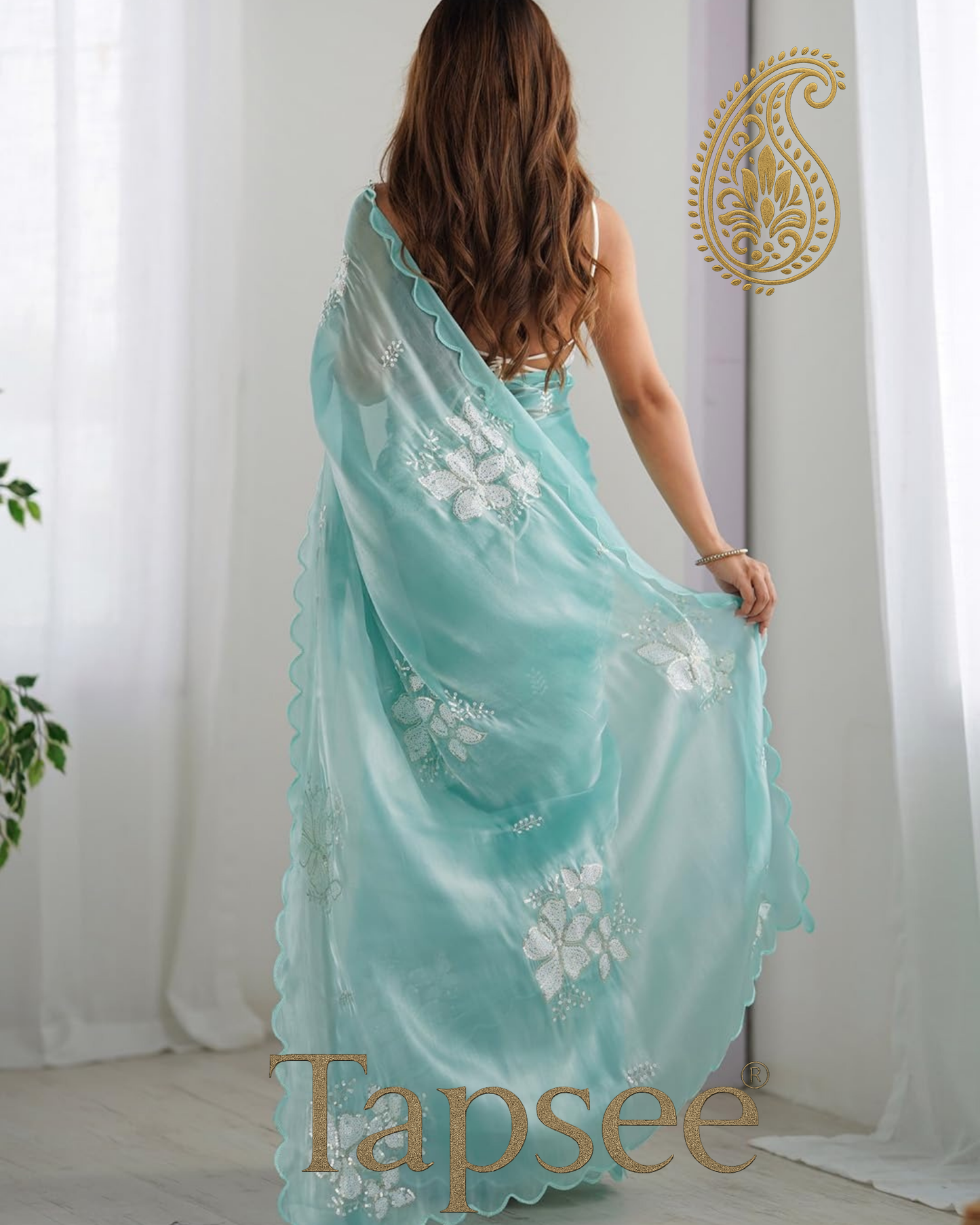 Aqua Mint Jimmy Chho Saree