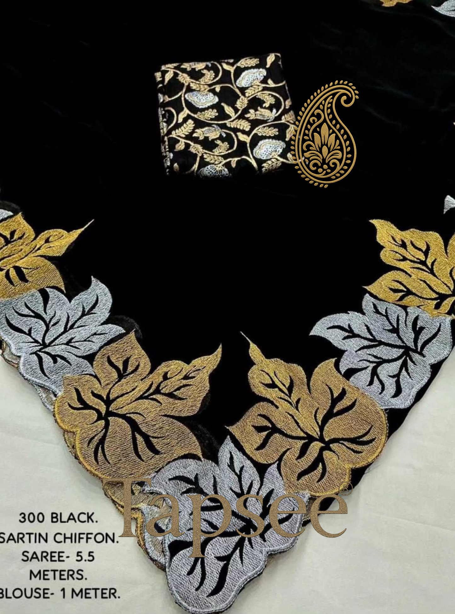 Black Floral Designer Saree