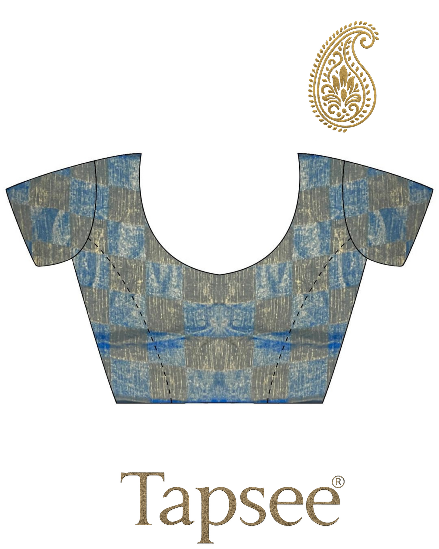 Sapphire Gold Checks Jimmy Chho Embosh Saree