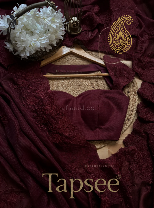 Maroon Elegance Cota Chex Saree