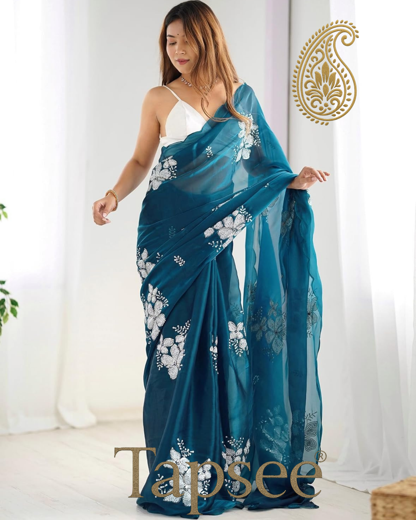 Teal Blue Jimmy Chho Saree