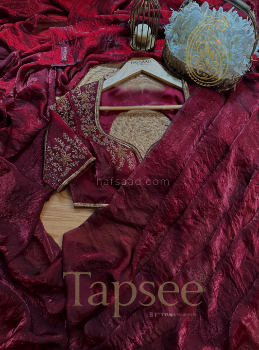 Royal Maroon Fandy Silk Saree