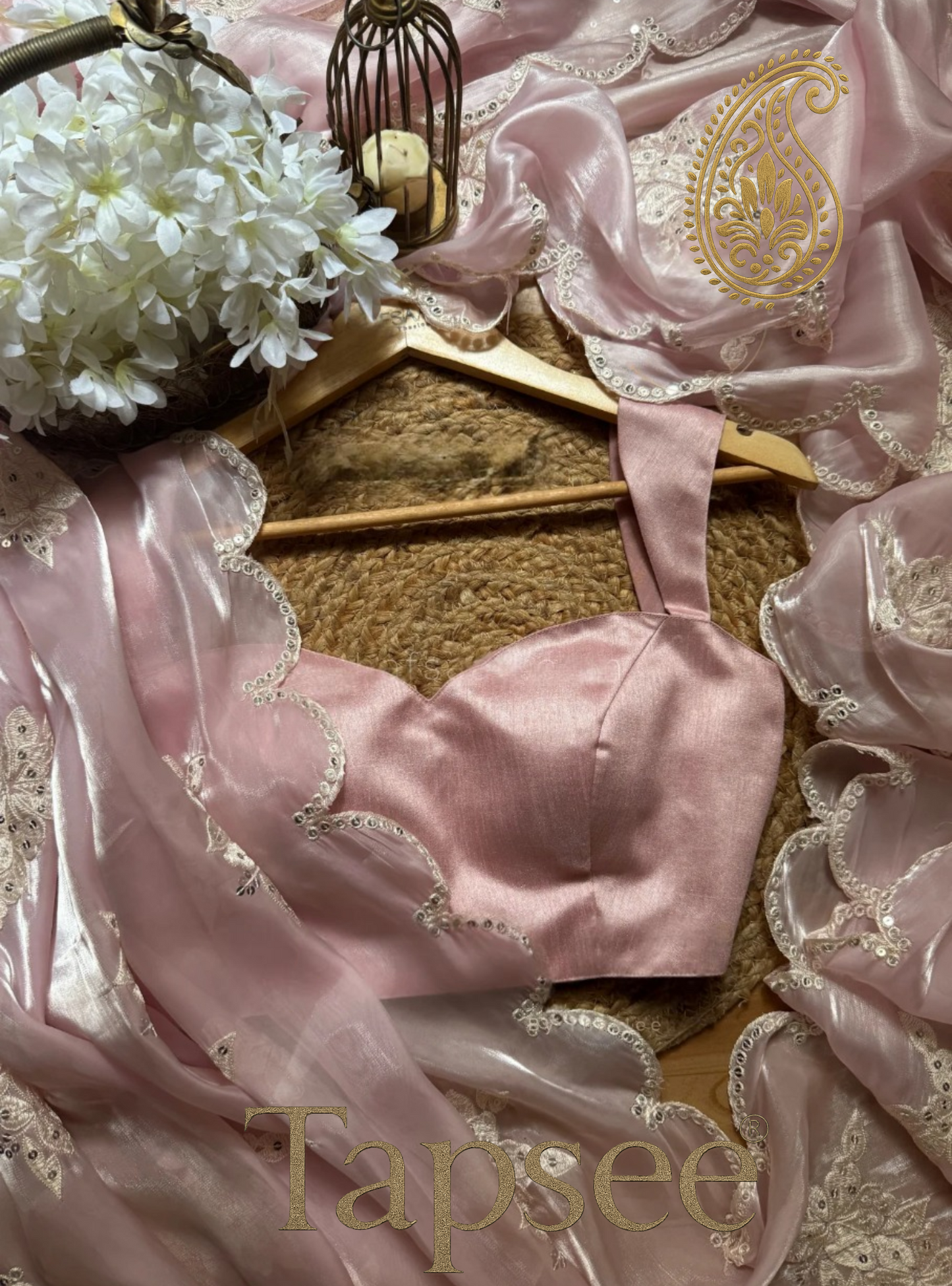 Blush Petal Pink Sequin Embroidered Jimmy chho Saree