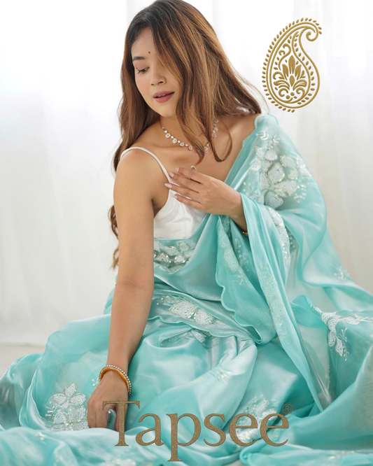 Aqua Mint Jimmy Chho Saree
