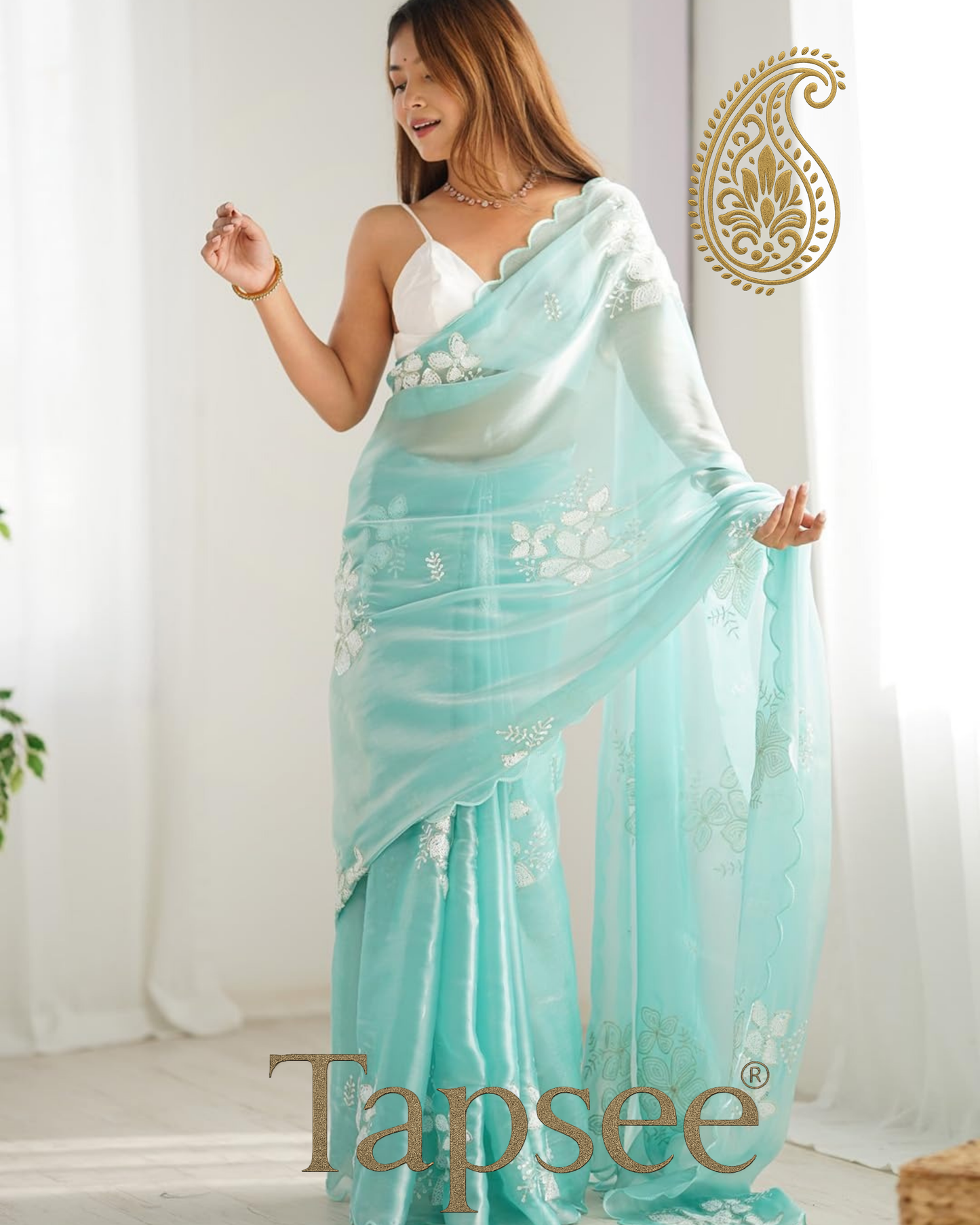 Aqua Mint Jimmy Chho Saree