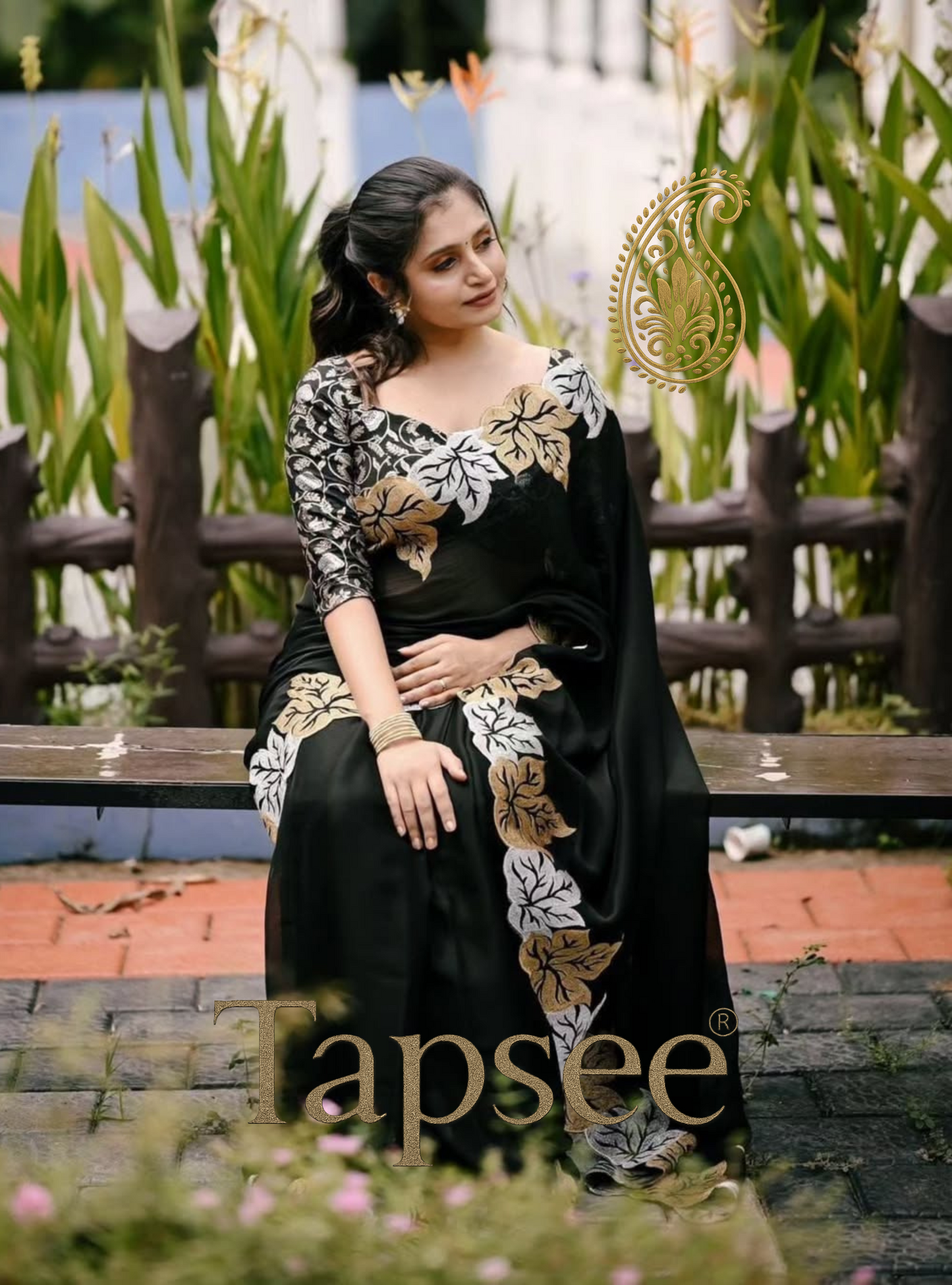 Black Floral Designer Saree