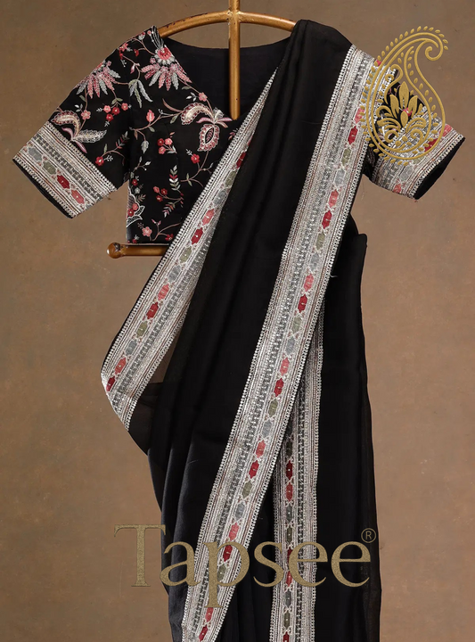 Black Fandy Silk Saree