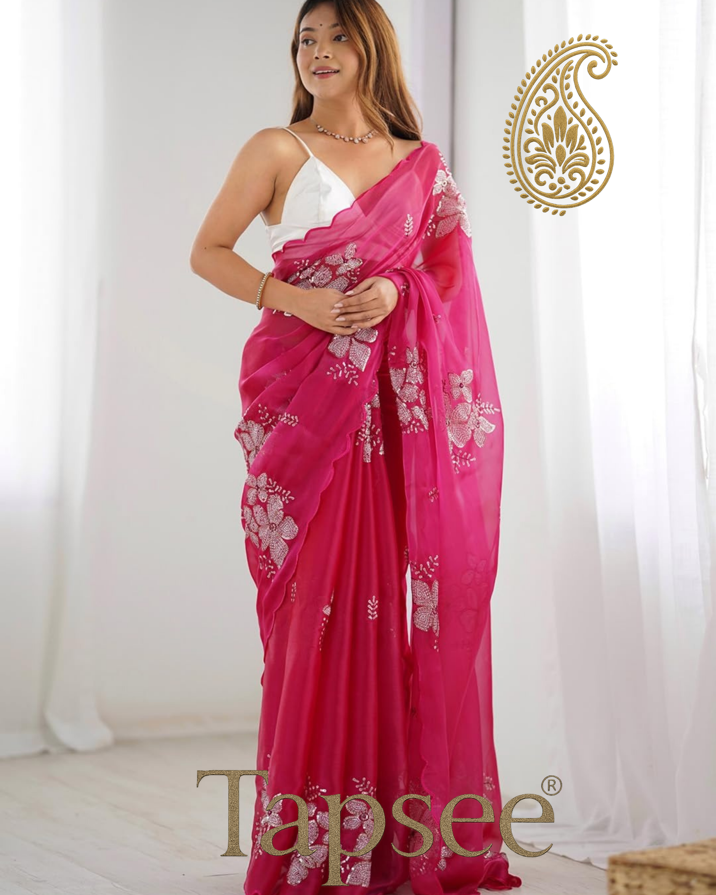 Hot Pink Jimmy Chho Saree