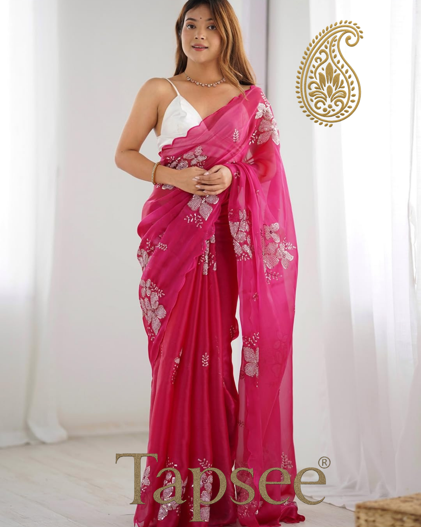 Hot Pink Jimmy Chho Saree