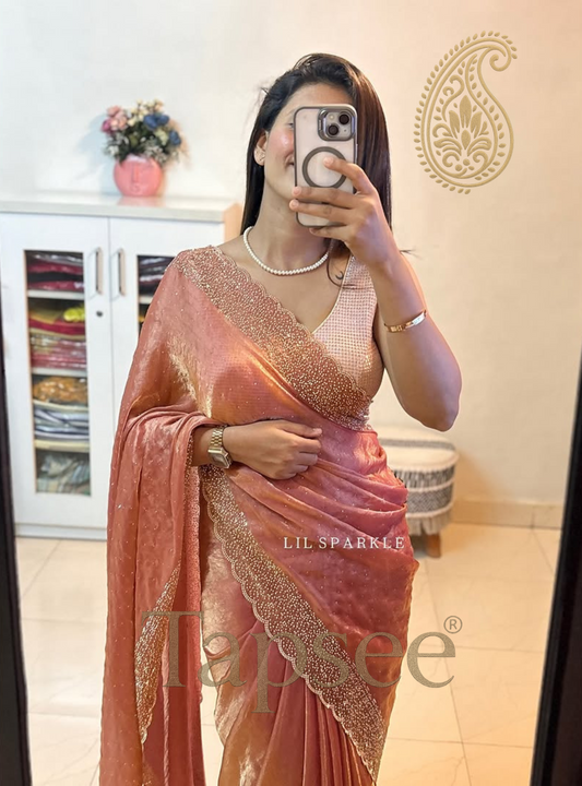 Rose Gold Fandy Silk Saree