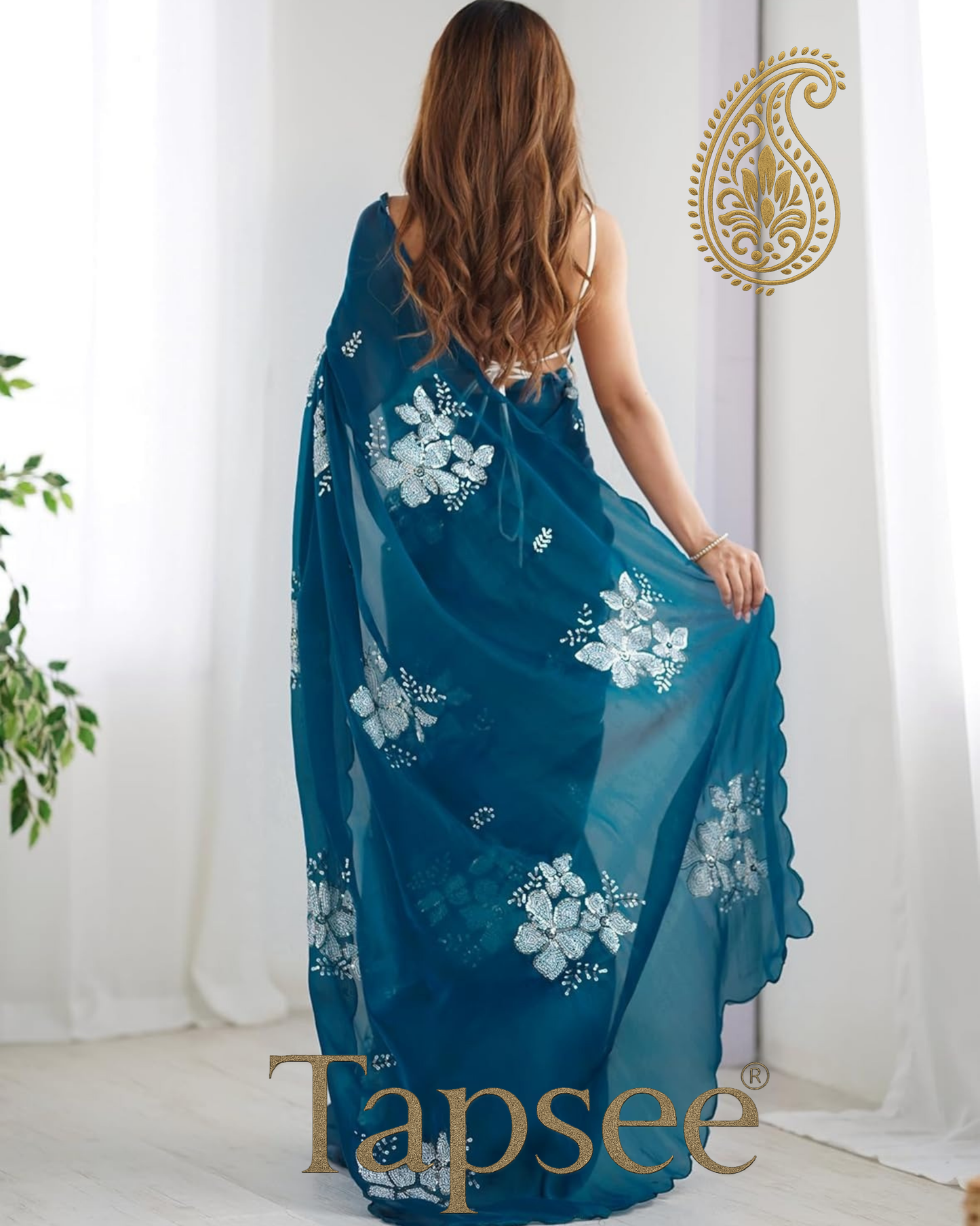 Teal Blue Jimmy Chho Saree