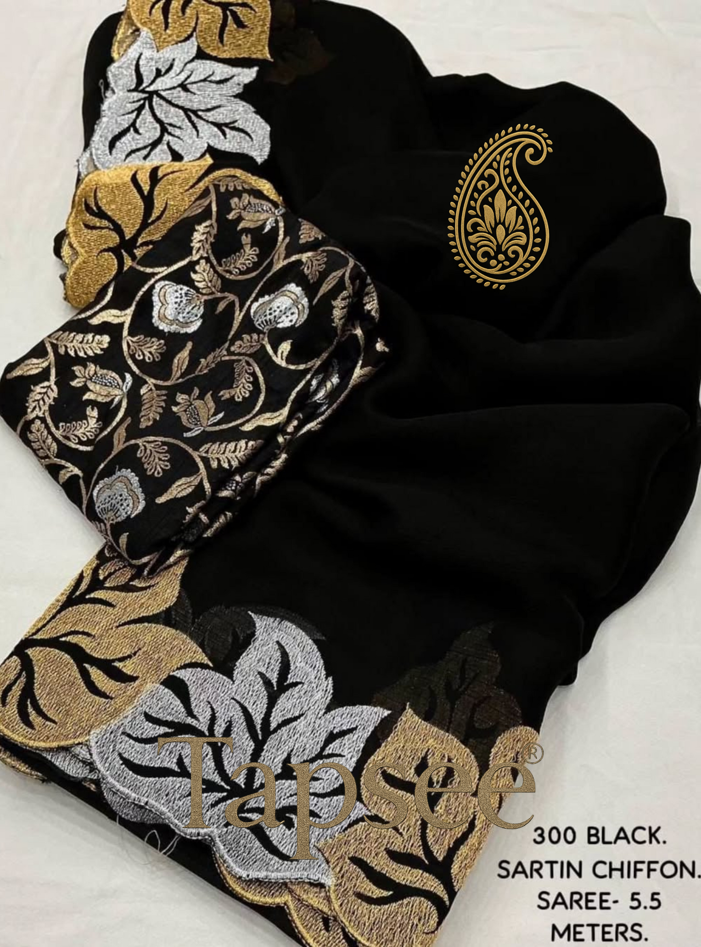 Black Floral Designer Saree