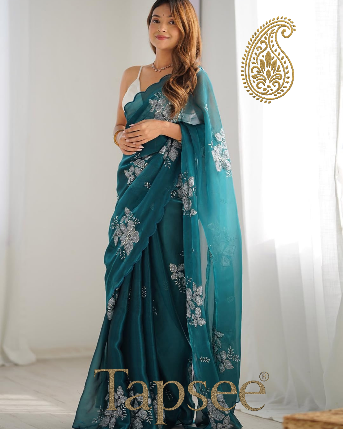 Peacock Green Jimmy Chho Saree