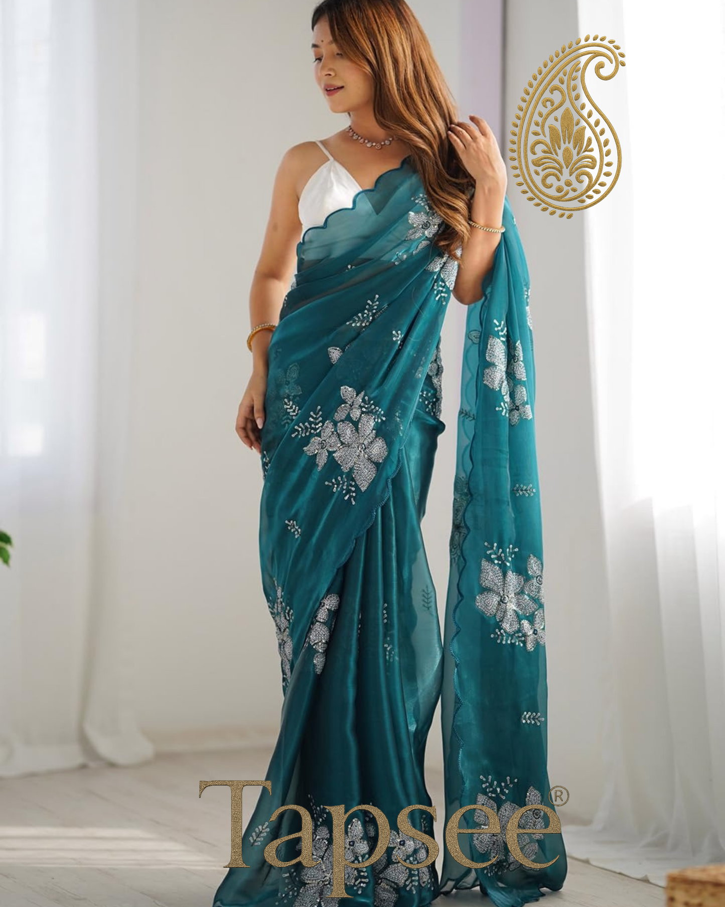 Peacock Green Jimmy Chho Saree
