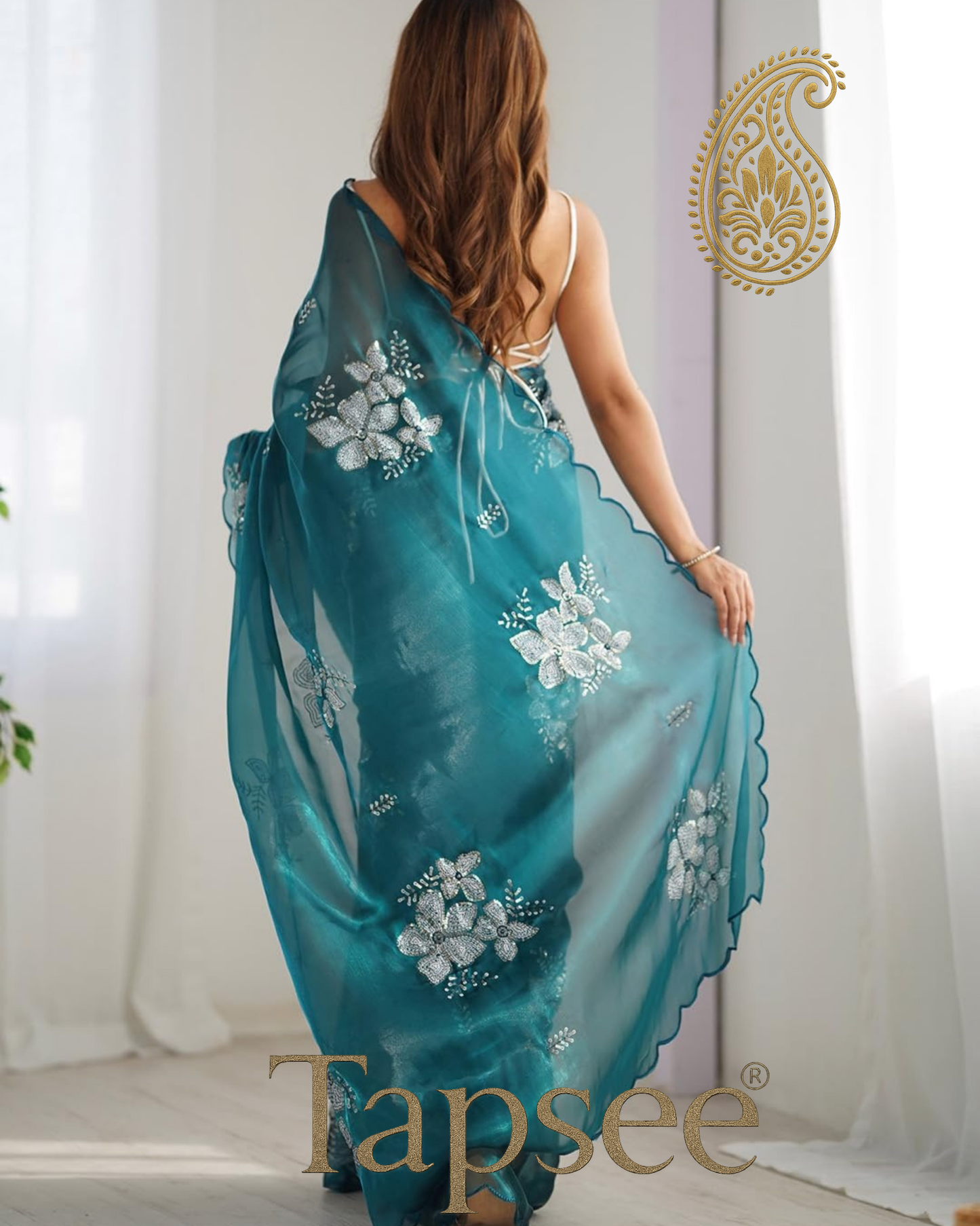 Peacock Green Jimmy Chho Saree