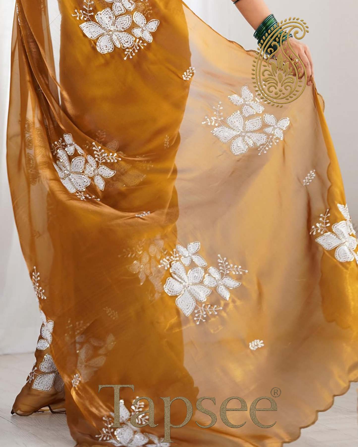 Mustard Brown Jimmy Chho Saree