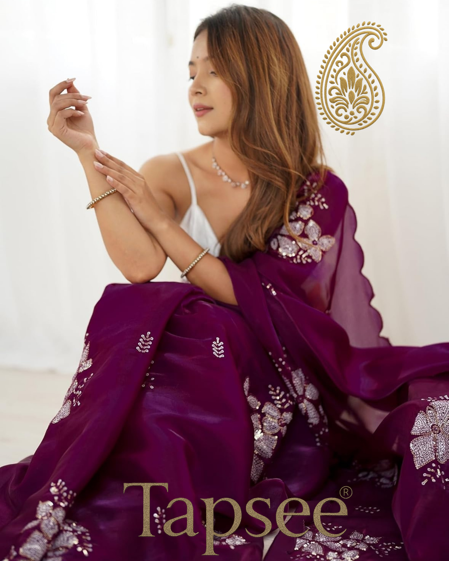 Plum Purple Jimmy Chho Saree