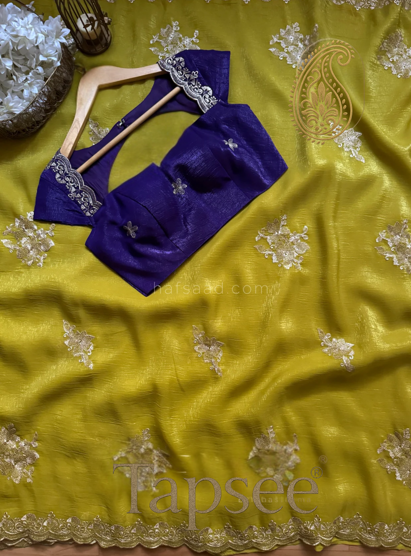 Lime Gold Embroidered Candy Crush Saree