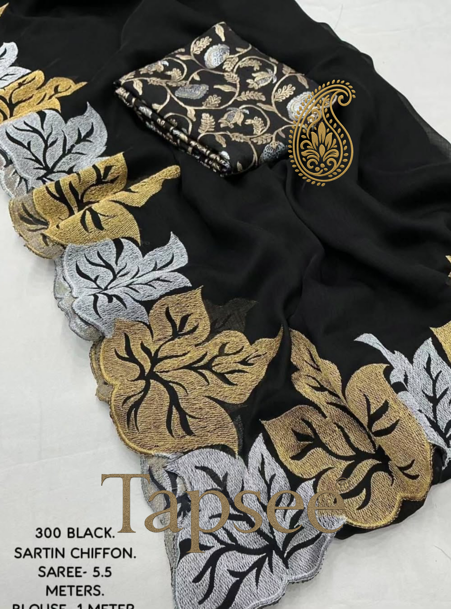 Black Floral Designer Saree