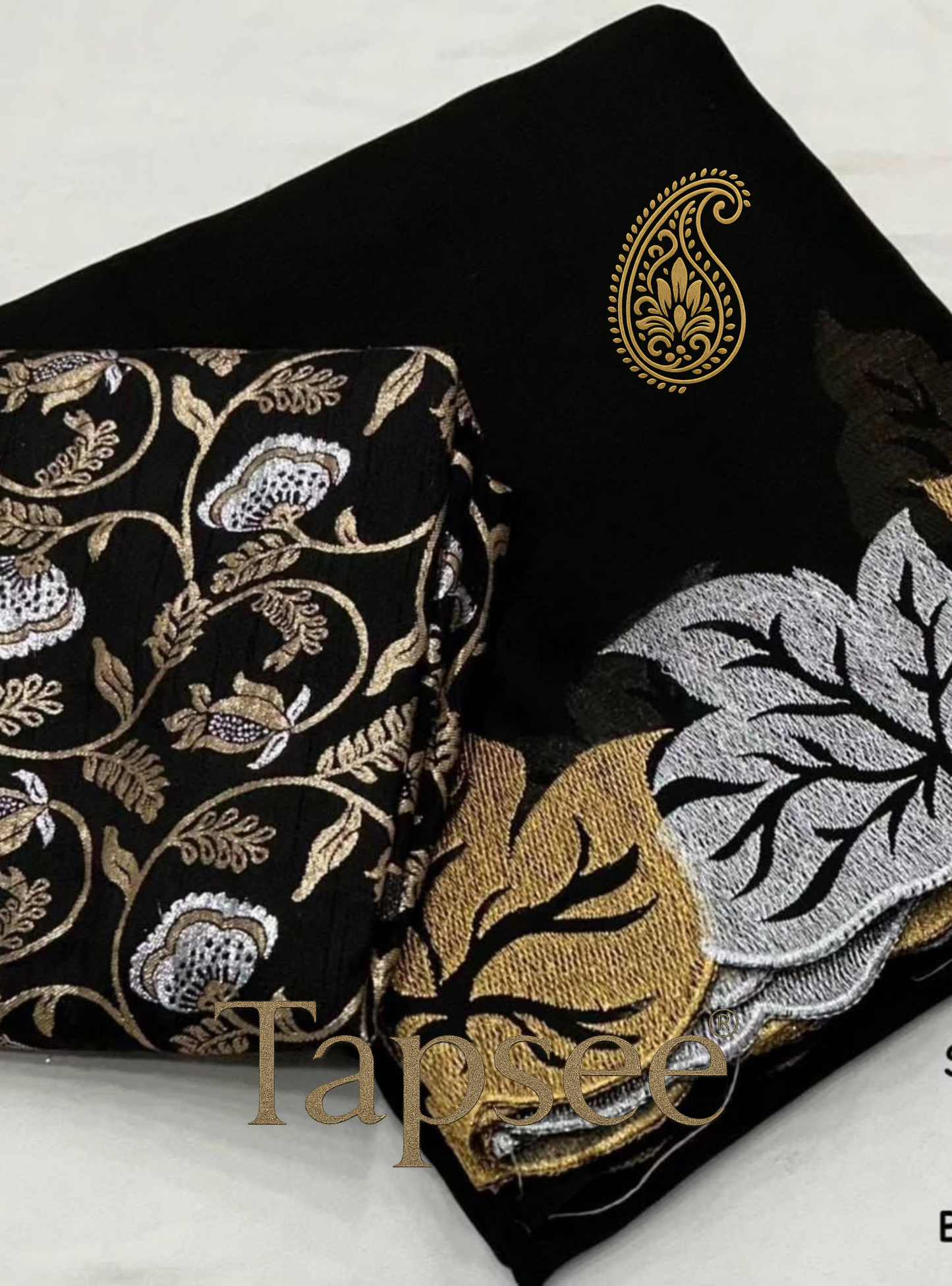 Black Floral Designer Saree