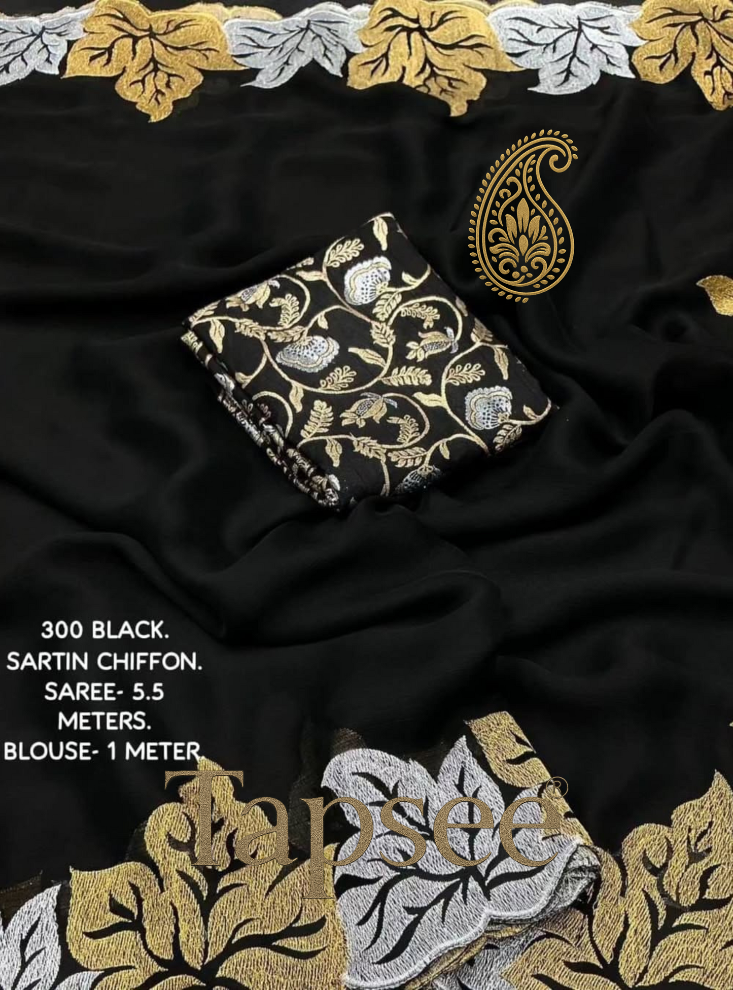 Black Floral Designer Saree