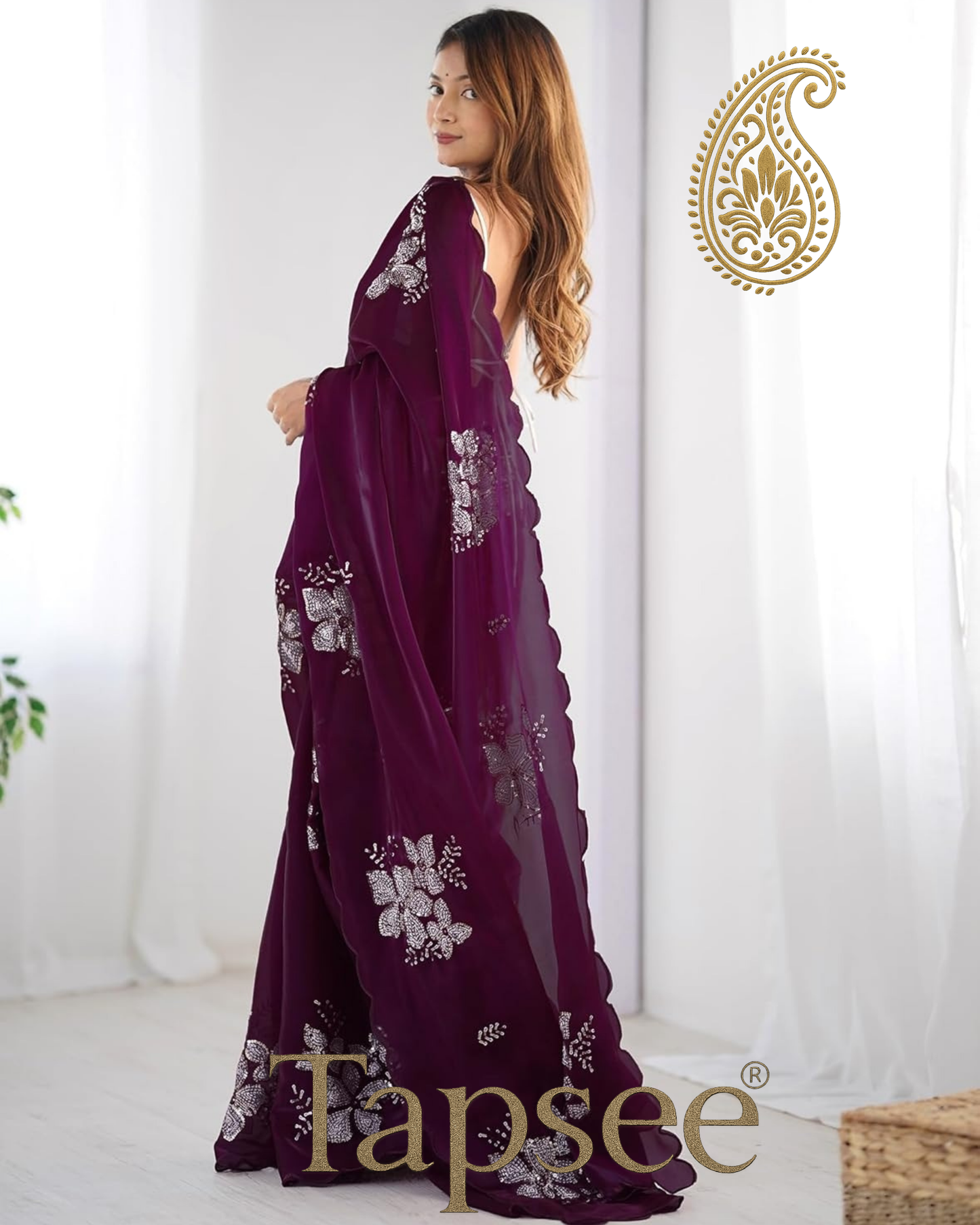 Plum Purple Jimmy Chho Saree