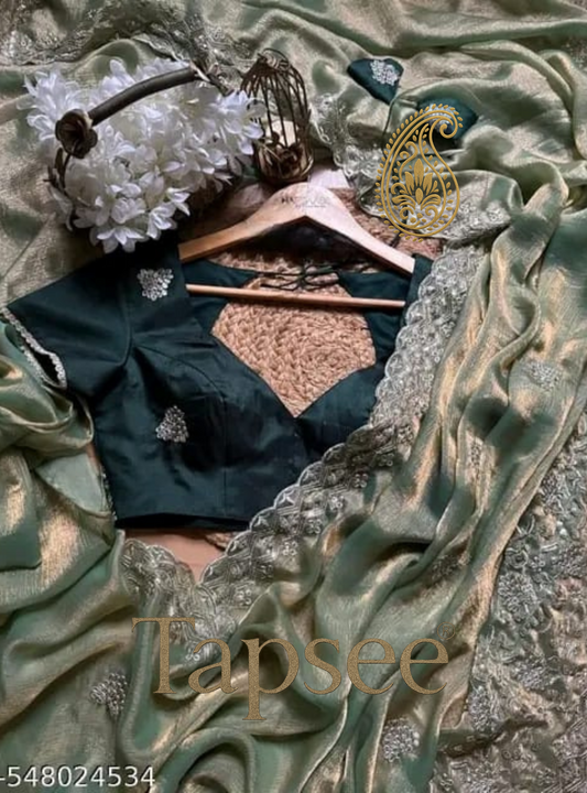 Green Embroidered Saree