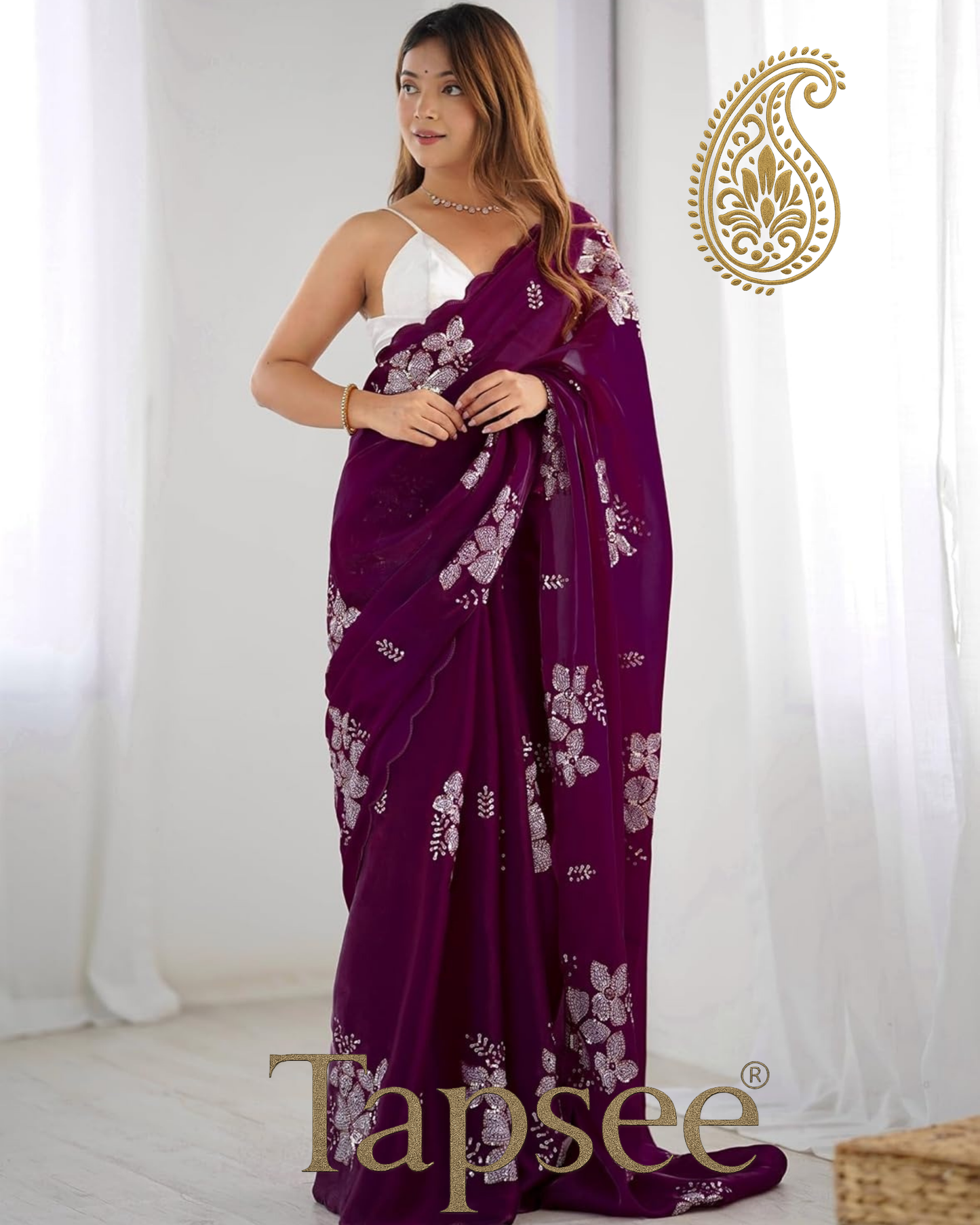 Plum Purple Jimmy Chho Saree