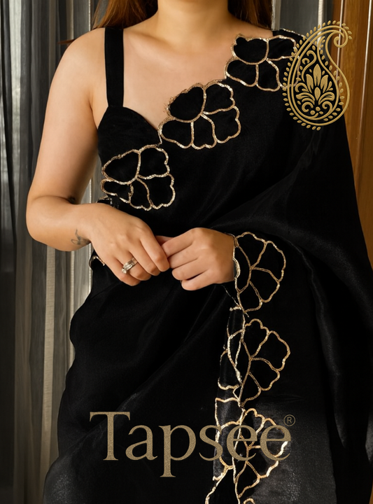 Black Jimmychho Silk Saree