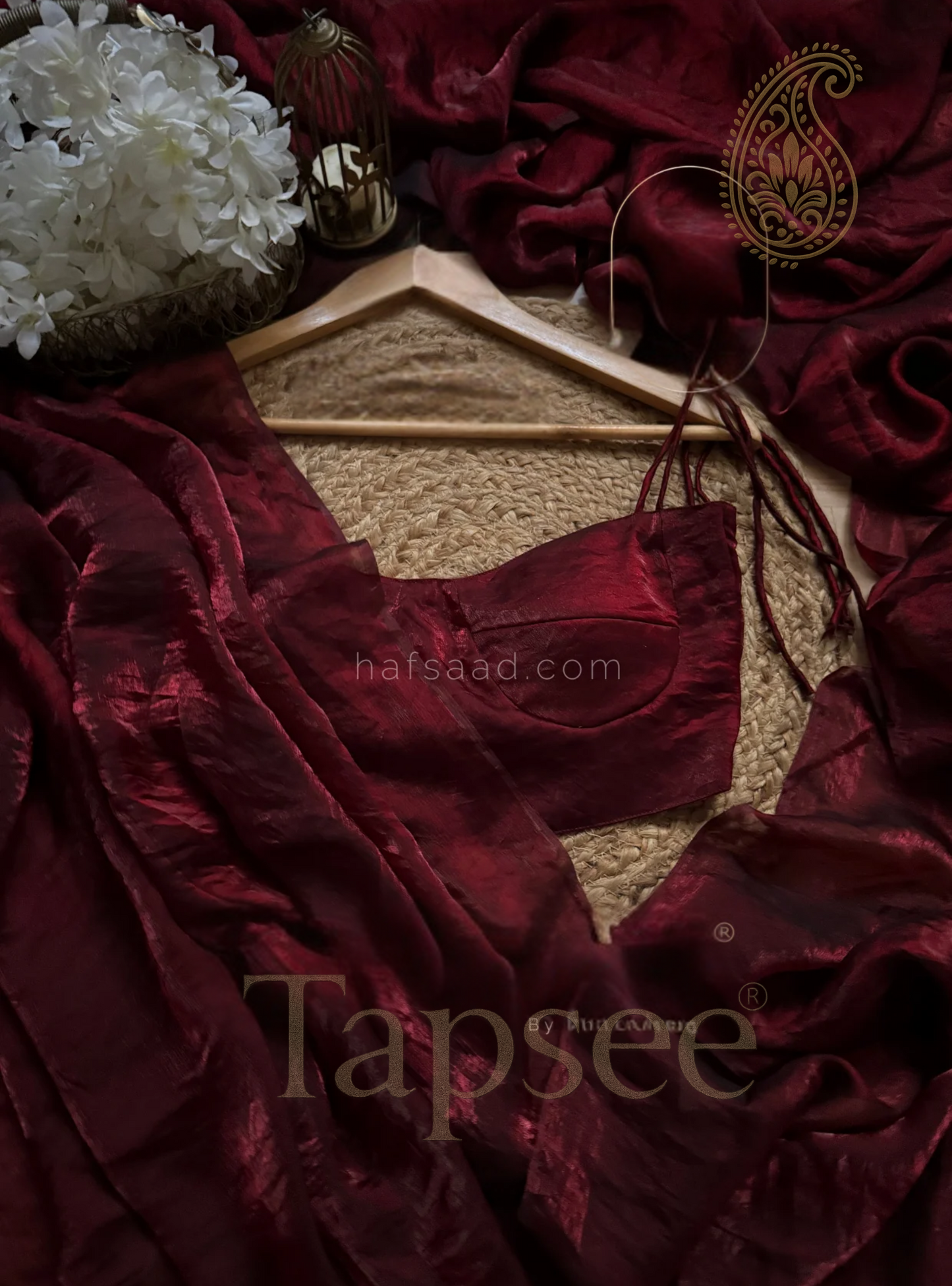 Elegant Maroon Space Silk Saree