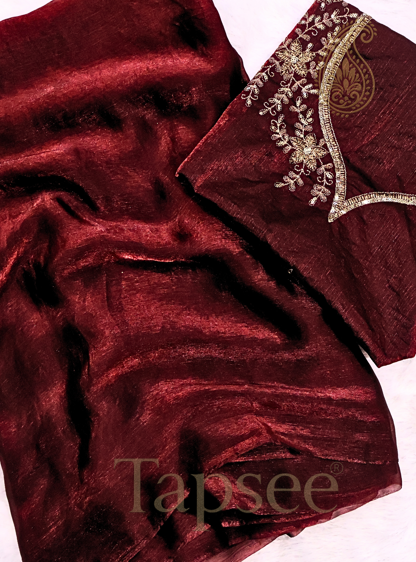 Royal Maroon Fandy Silk Saree