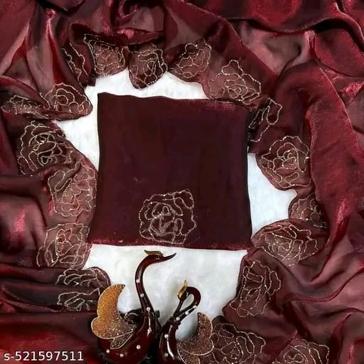 Crimson Fandy Rose Embroidered Saree by Tapsee®